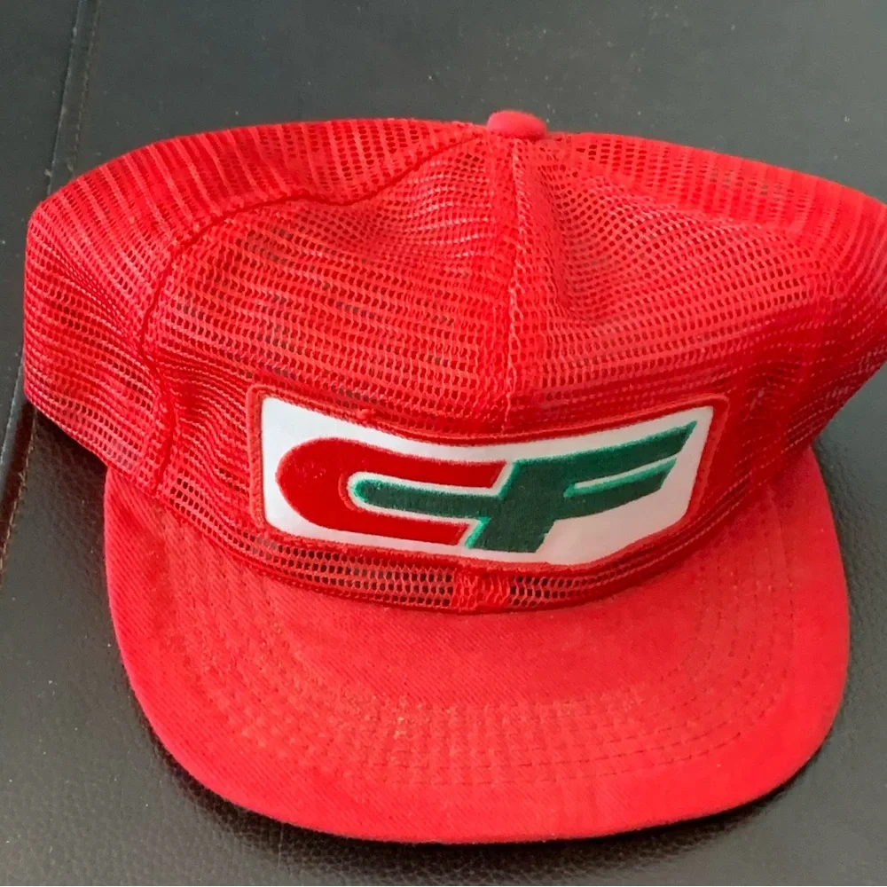 Vintage CF Consolidated Freight Trucker Snapback Hat Cap Red Patch Mesh Made USA